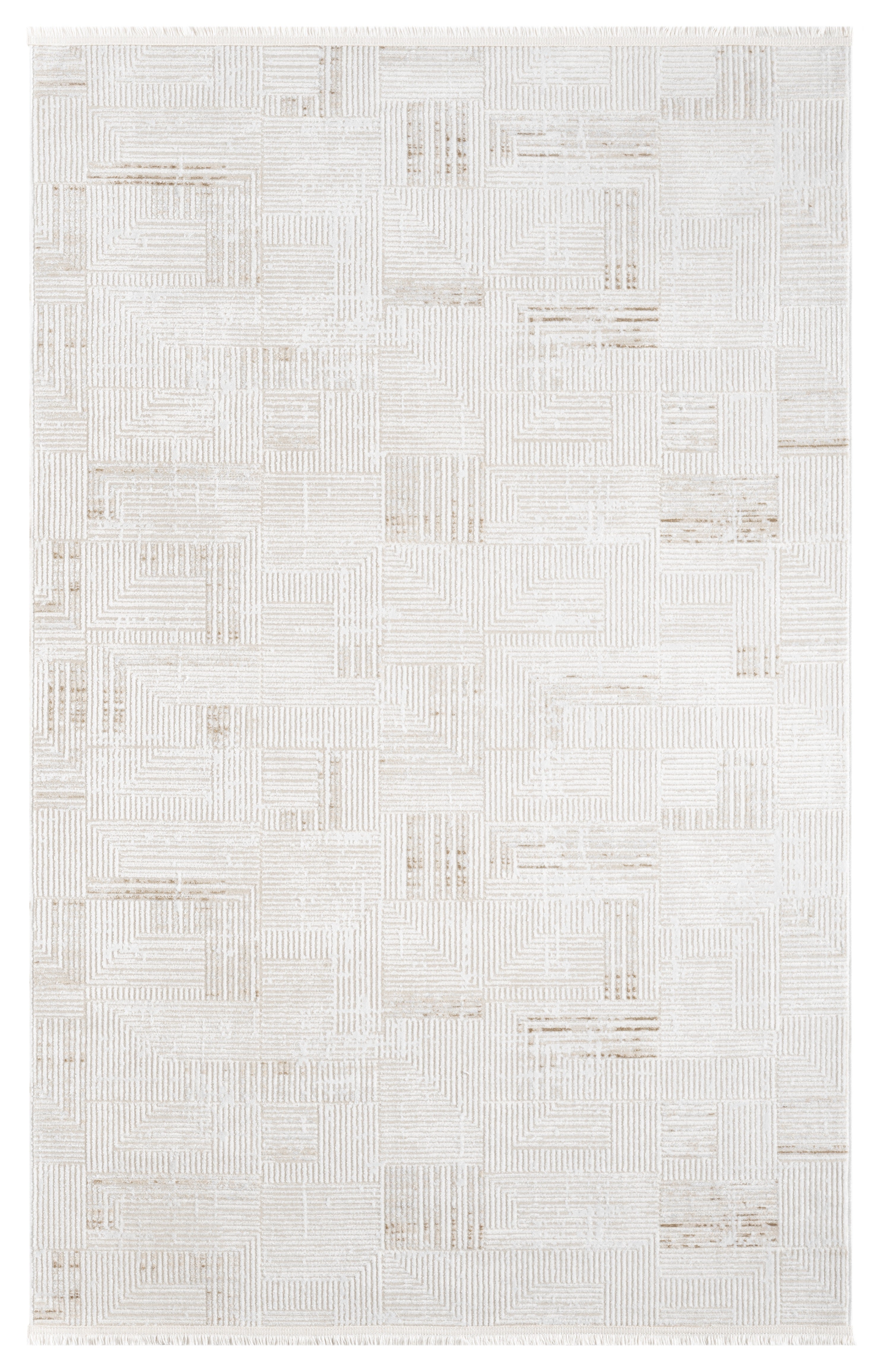 Krem Kahve Geometrik Modern Halı-Pera Halı