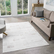Krem Kahve Geometrik Modern Halı-Pera Halı