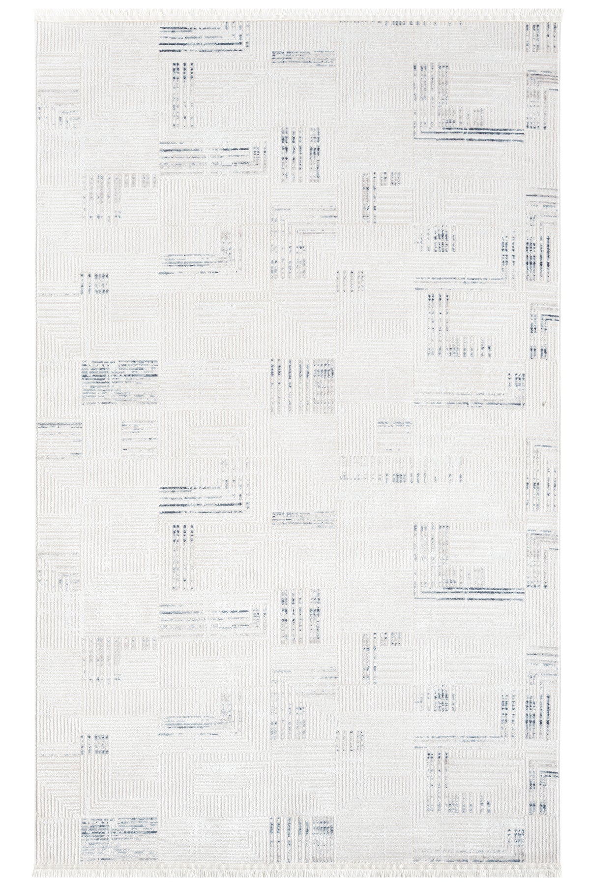 Krem Kahve Ton Sür Ton Geometrik Yıkanabilir Halı-Pera Halı