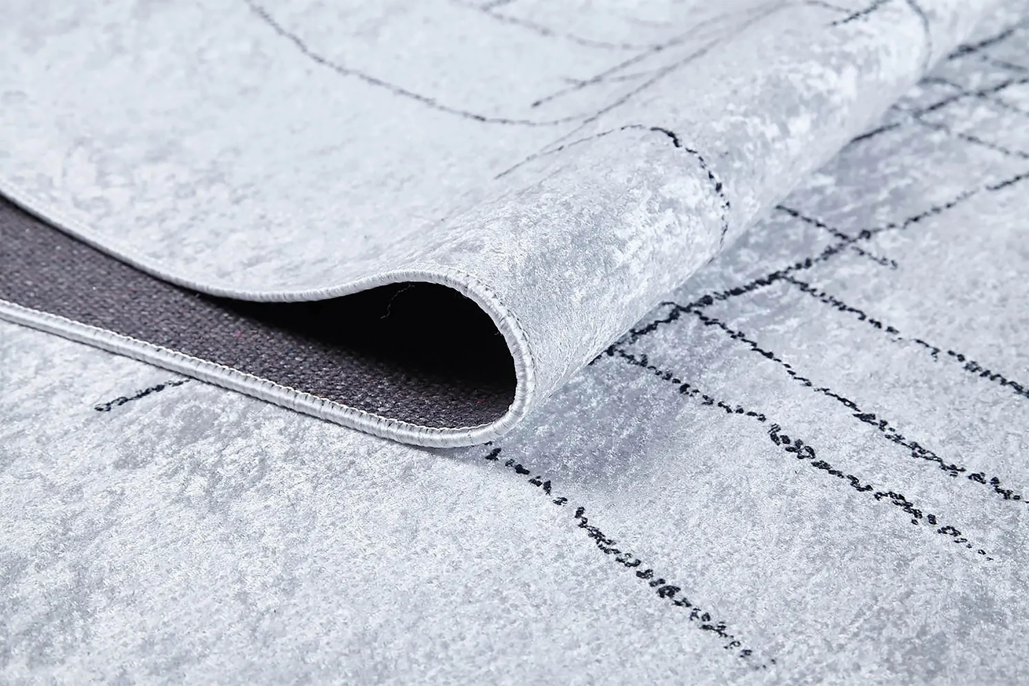 Krem Siyah Geometrik Halı-Pera Halı