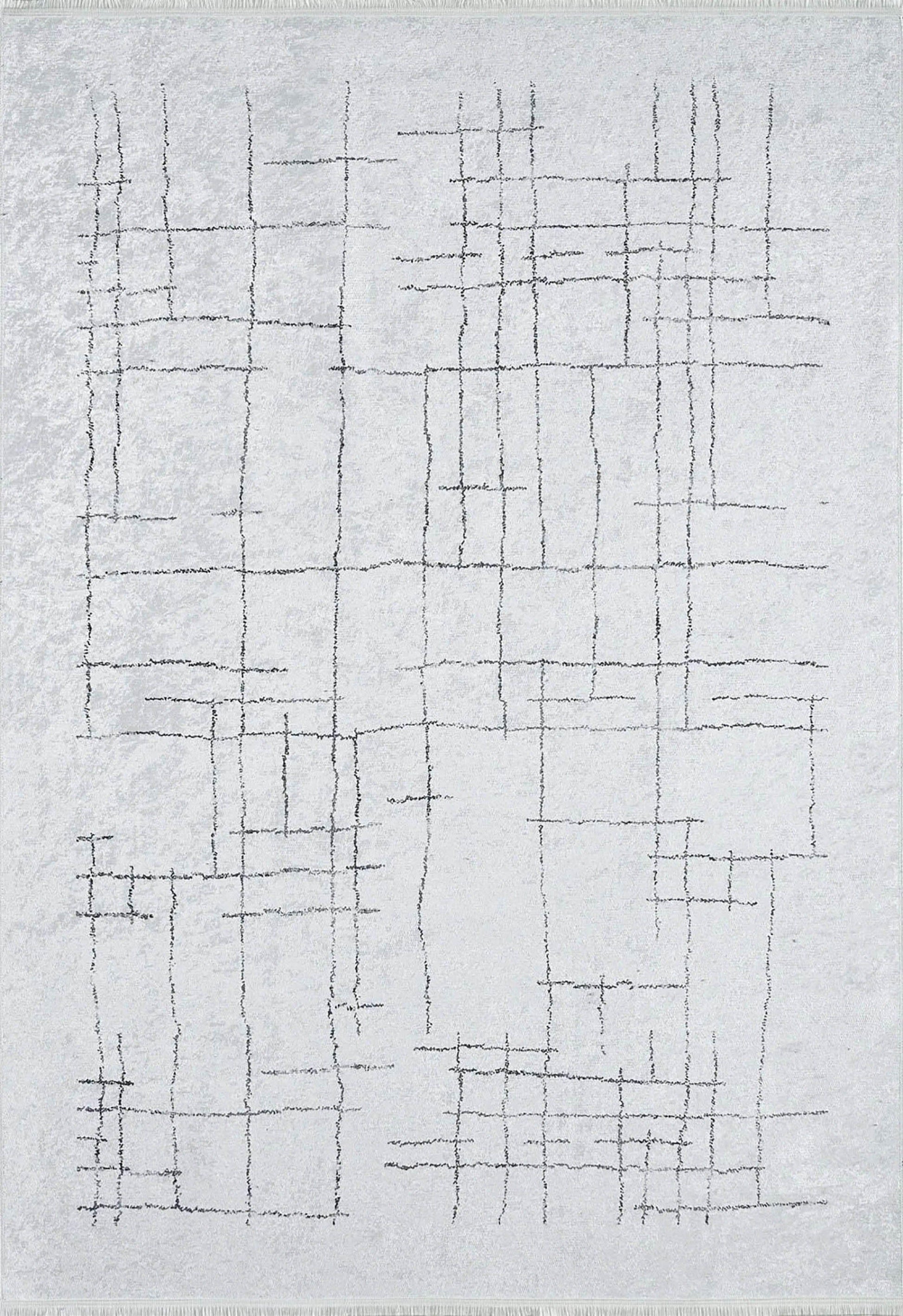 Krem Siyah Geometrik Halı-Pera Halı