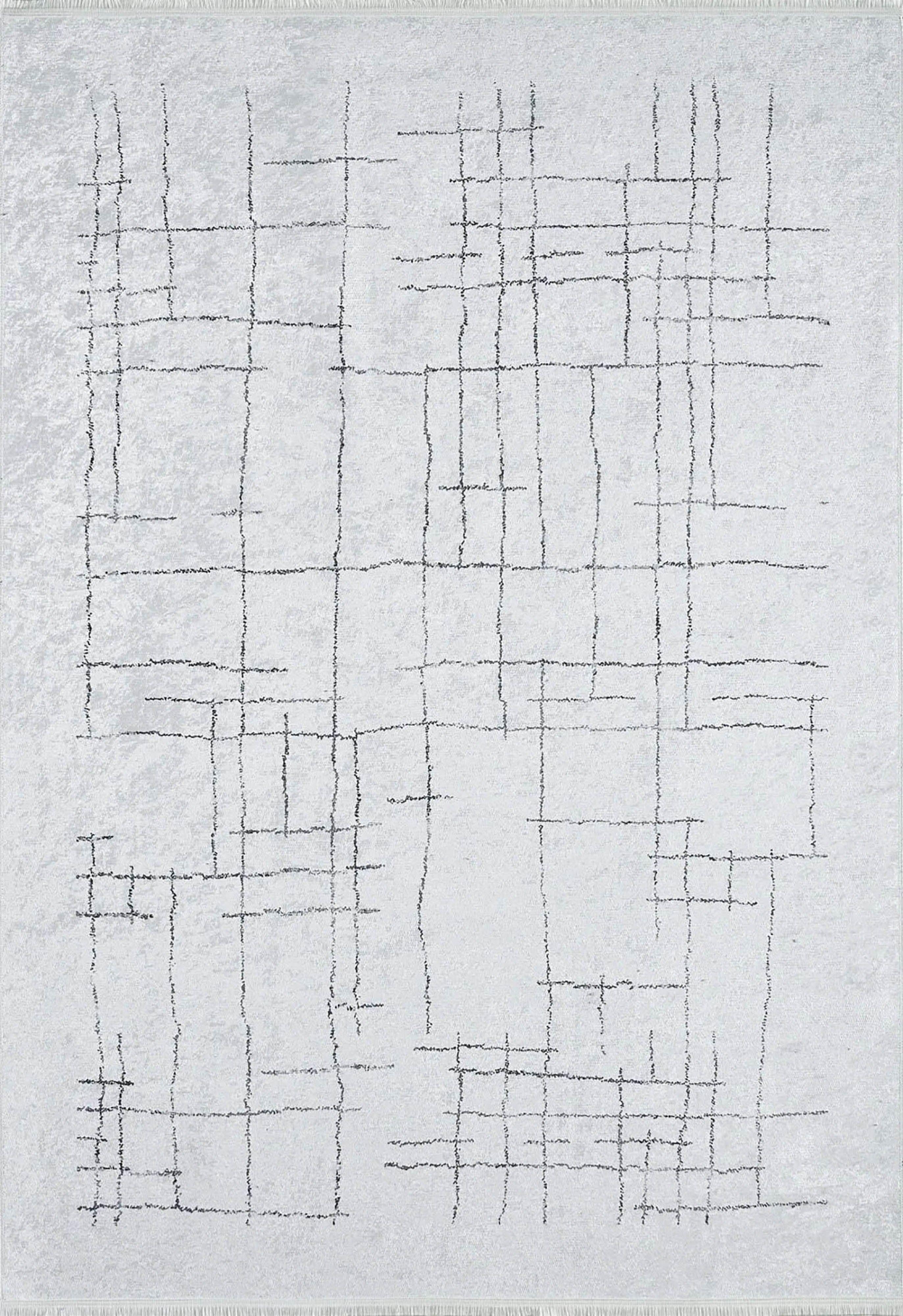 Krem Siyah Geometrik Halı-Pera Halı