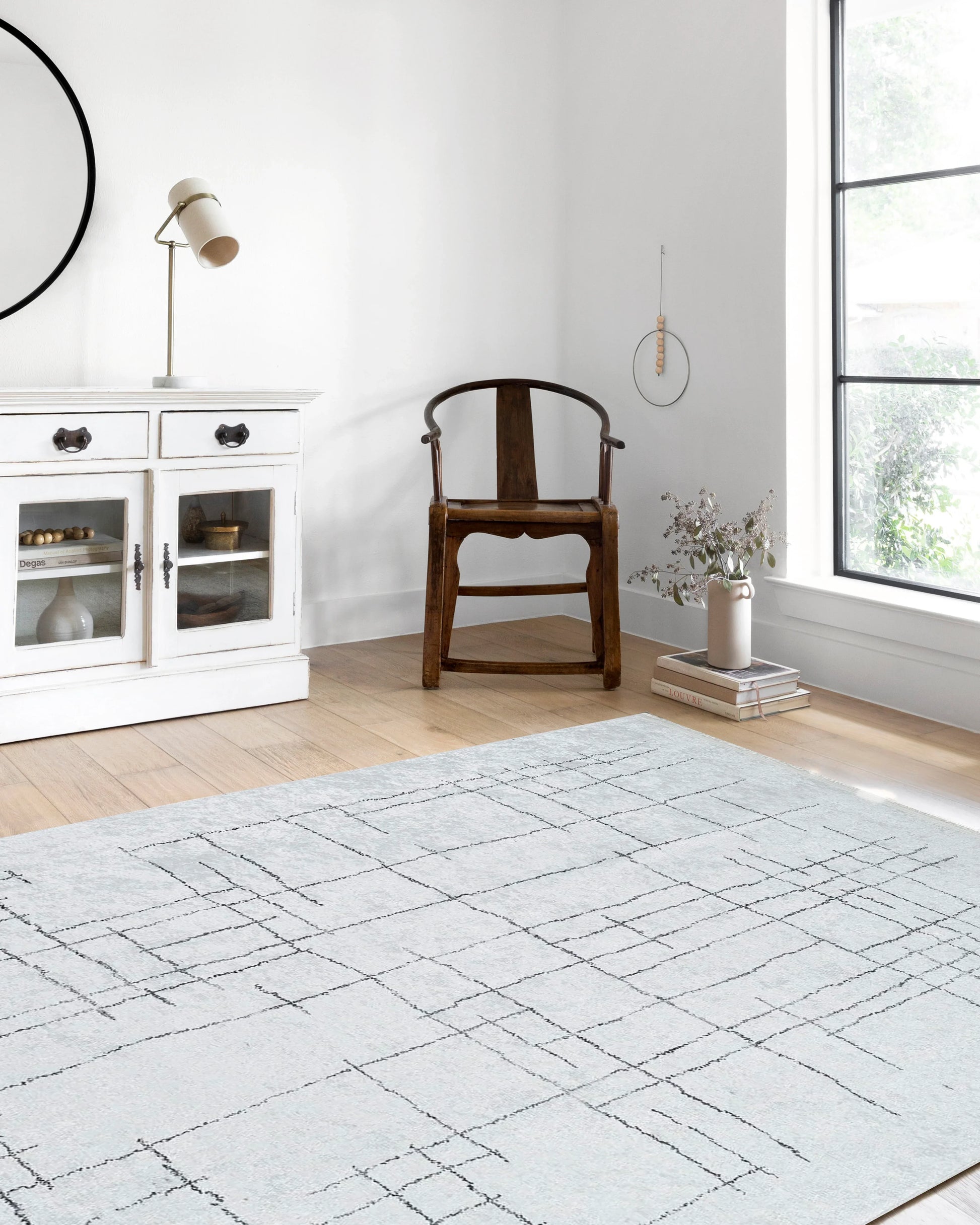 Krem Siyah Geometrik Halı-Pera Halı