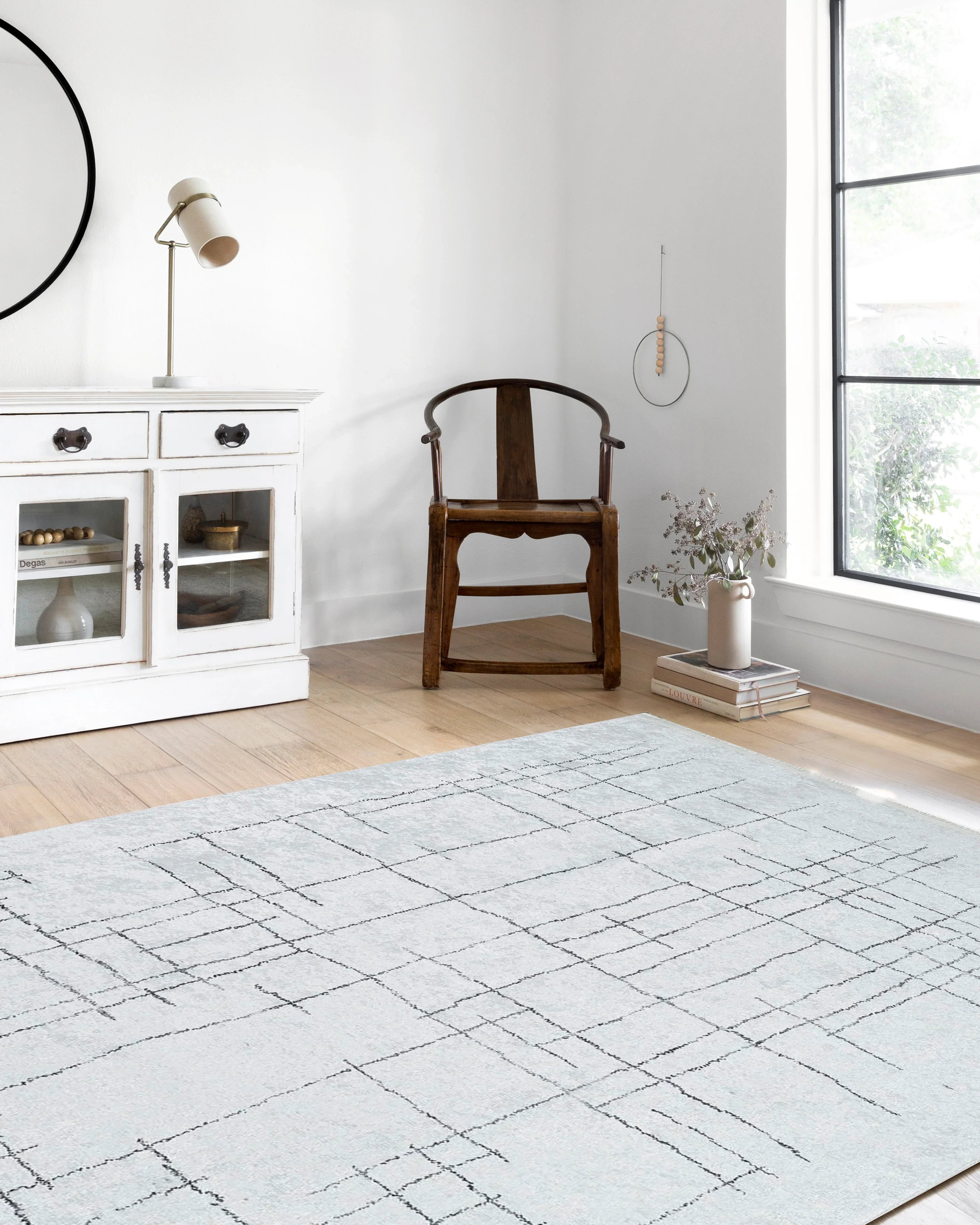 Krem Siyah Geometrik Halı-Pera Halı