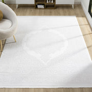 Krem Ton Sür Ton Oval Klasik Desenli Halı-Pera Halı