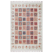Krem Renkli Patchwork Desenli Vintage Kilim Halı - Pera Halı