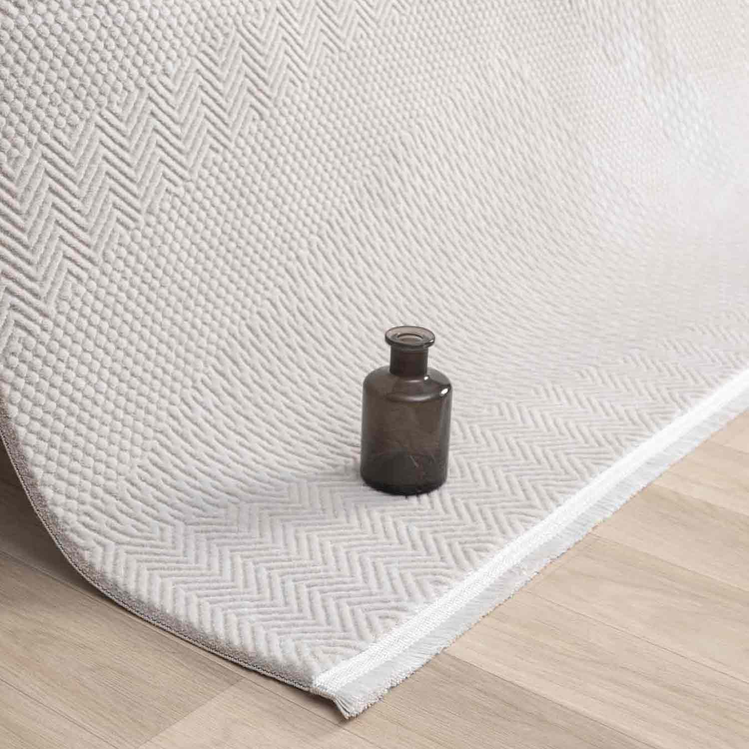 Açık Gri Kabartmalı Soyut Modern Halı