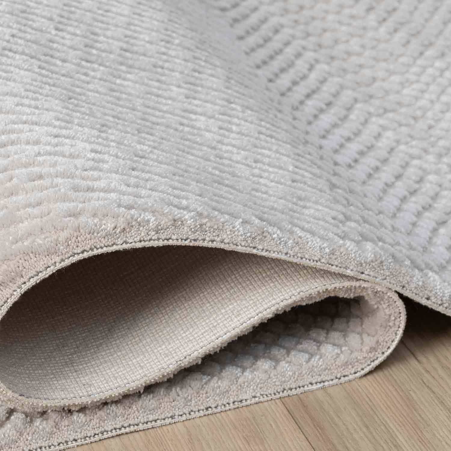 Açık Gri Kabartmalı Soyut Modern Halı