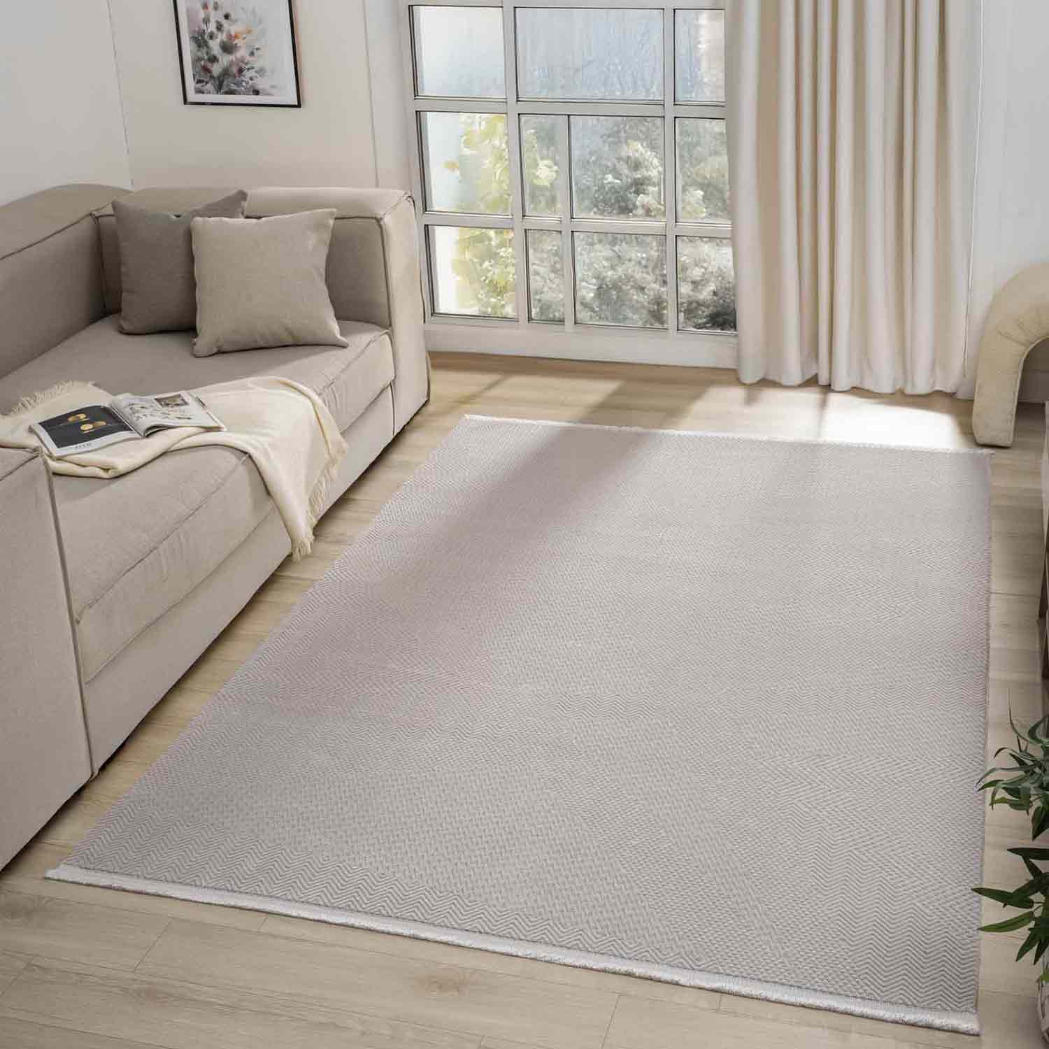 Açık Gri Kabartmalı Soyut Modern Halı