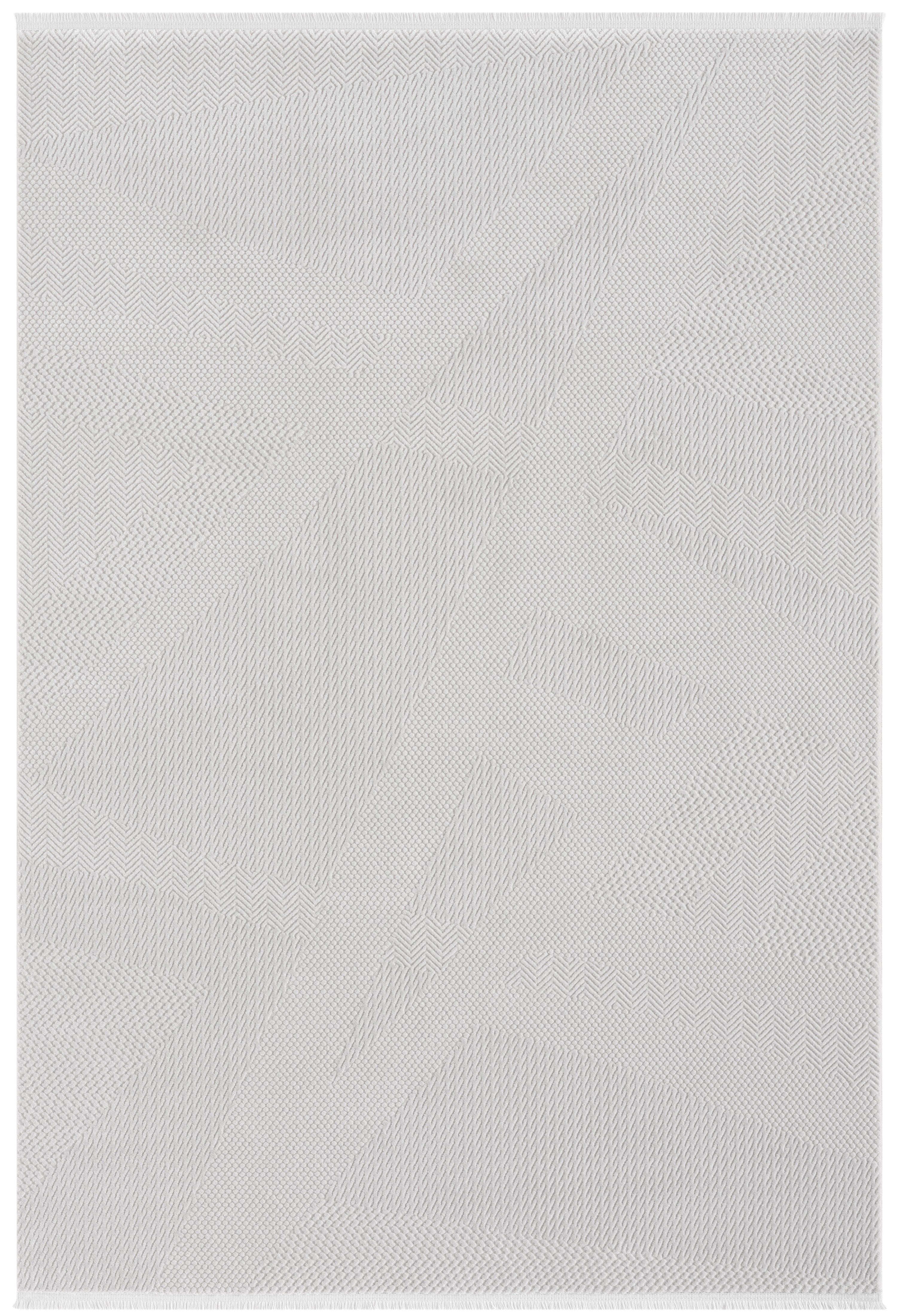 Açık Gri Kabartmalı Soyut Modern Halı