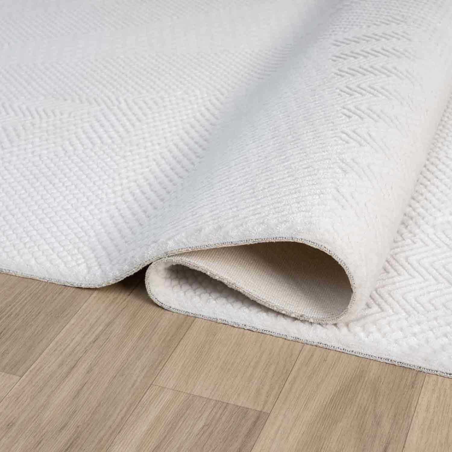 Krem Ton Sür Ton Kabartmalı Modern Halı