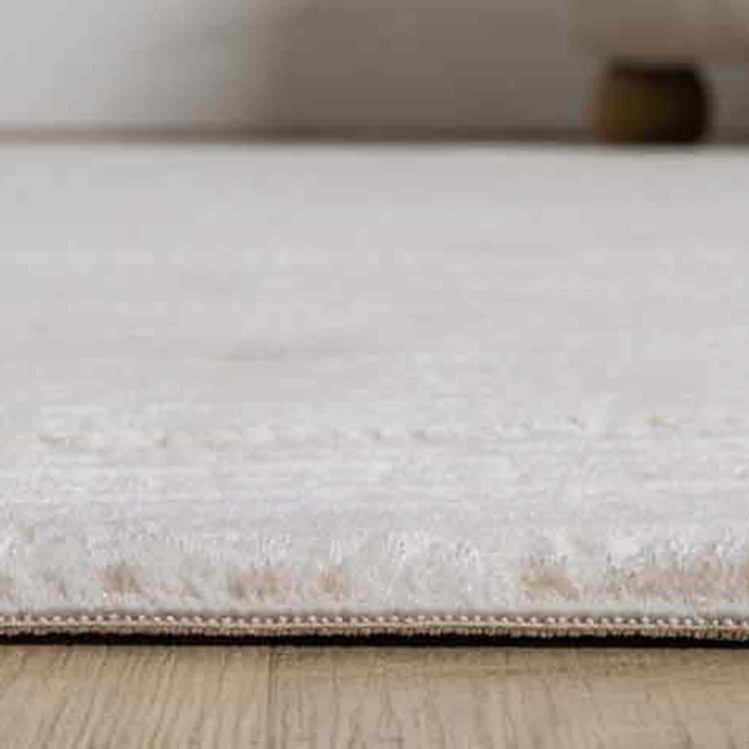 Bej Ton Sür Ton Kabartmalı Zikzak Çizgili Halı