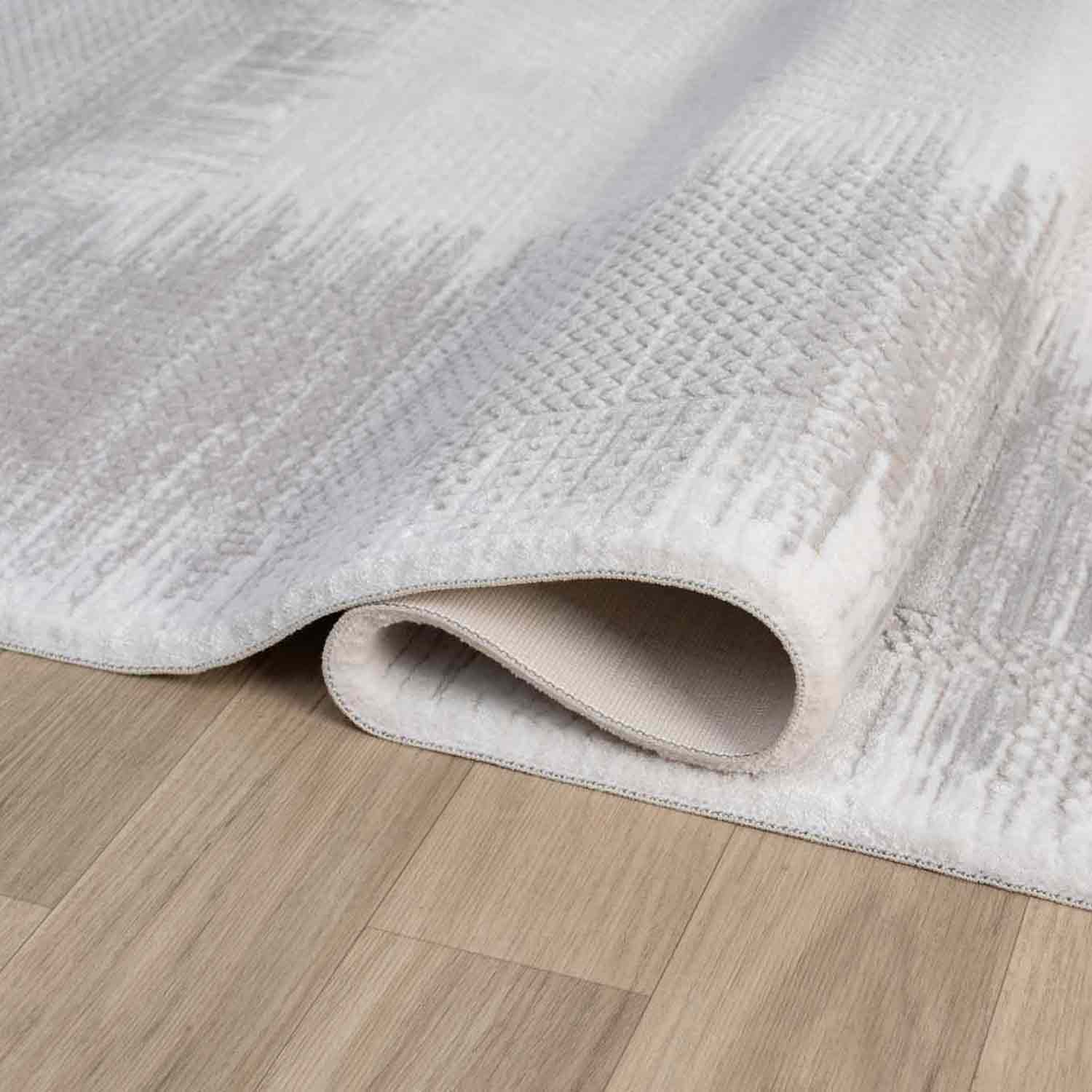 Gri Beyaz Bordürlü Modern Halı