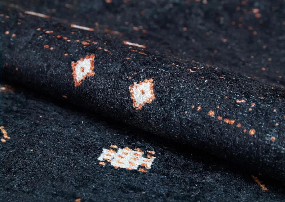 Lacivert Beyaz Minimal Geometrik Desenli Kilim Halı-Pera Halı