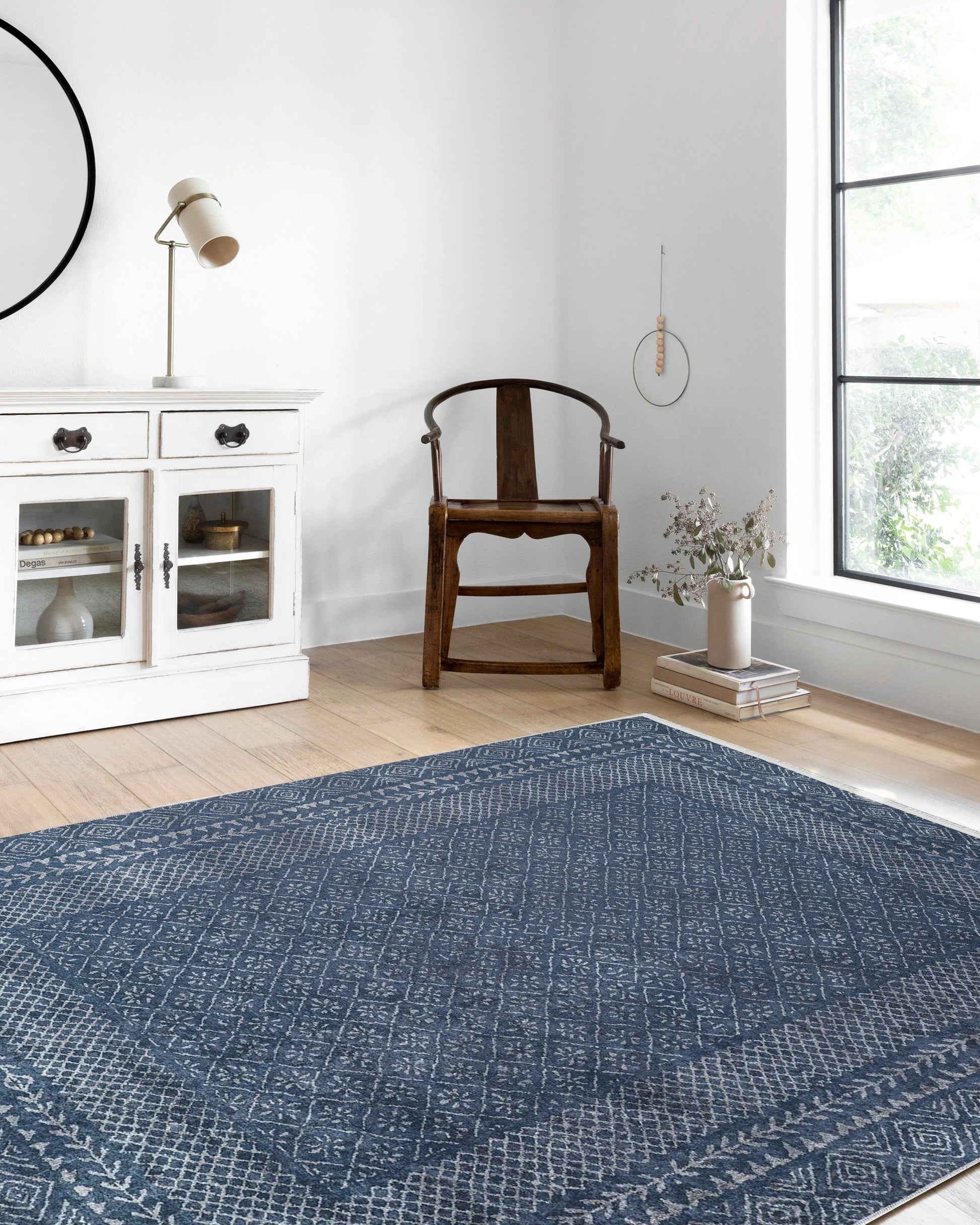 Lacivert Geometrik Desenli Halı-Pera Halı