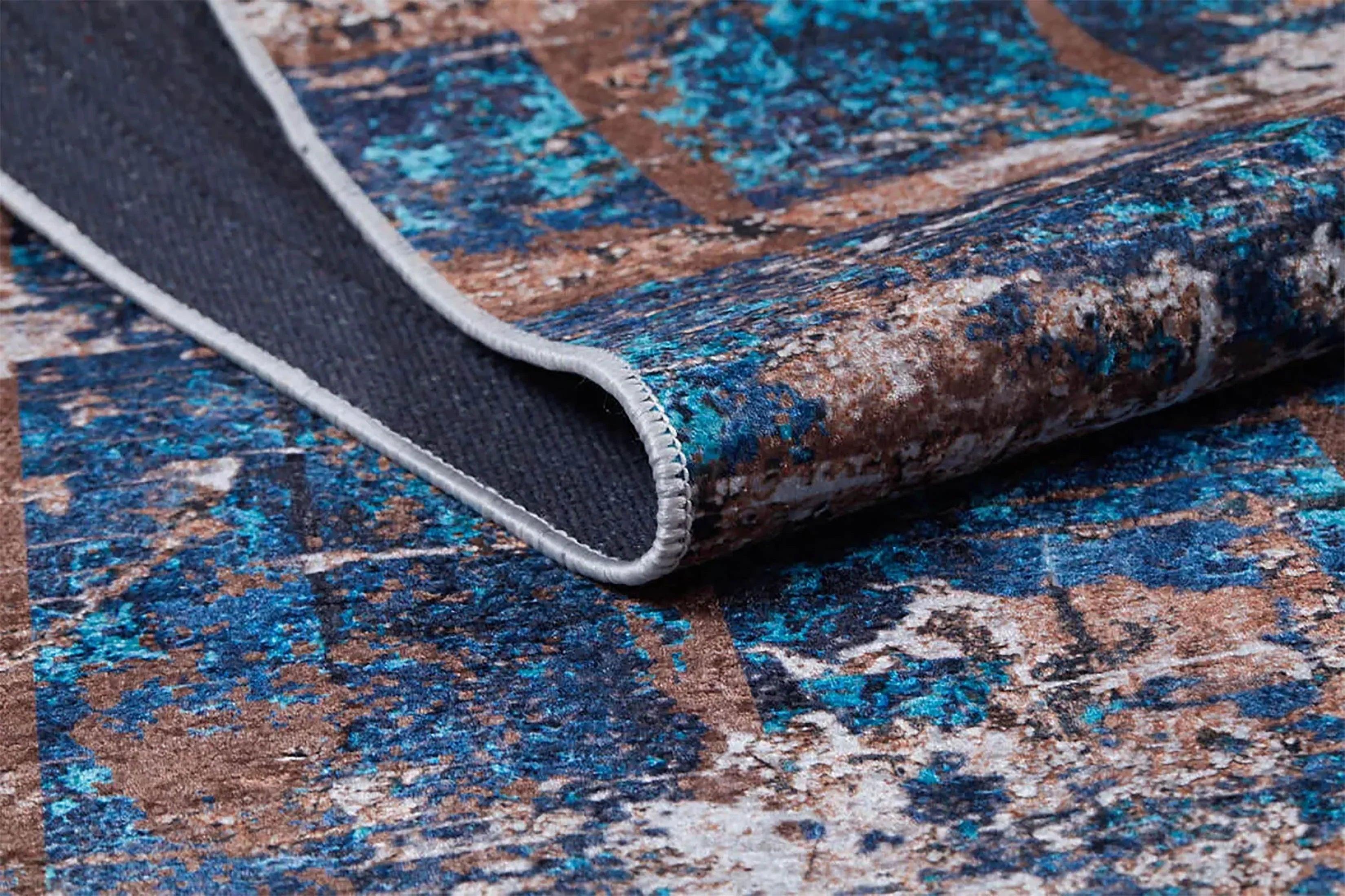 Lacivert Kahverengi Modern Halı-Pera Halı