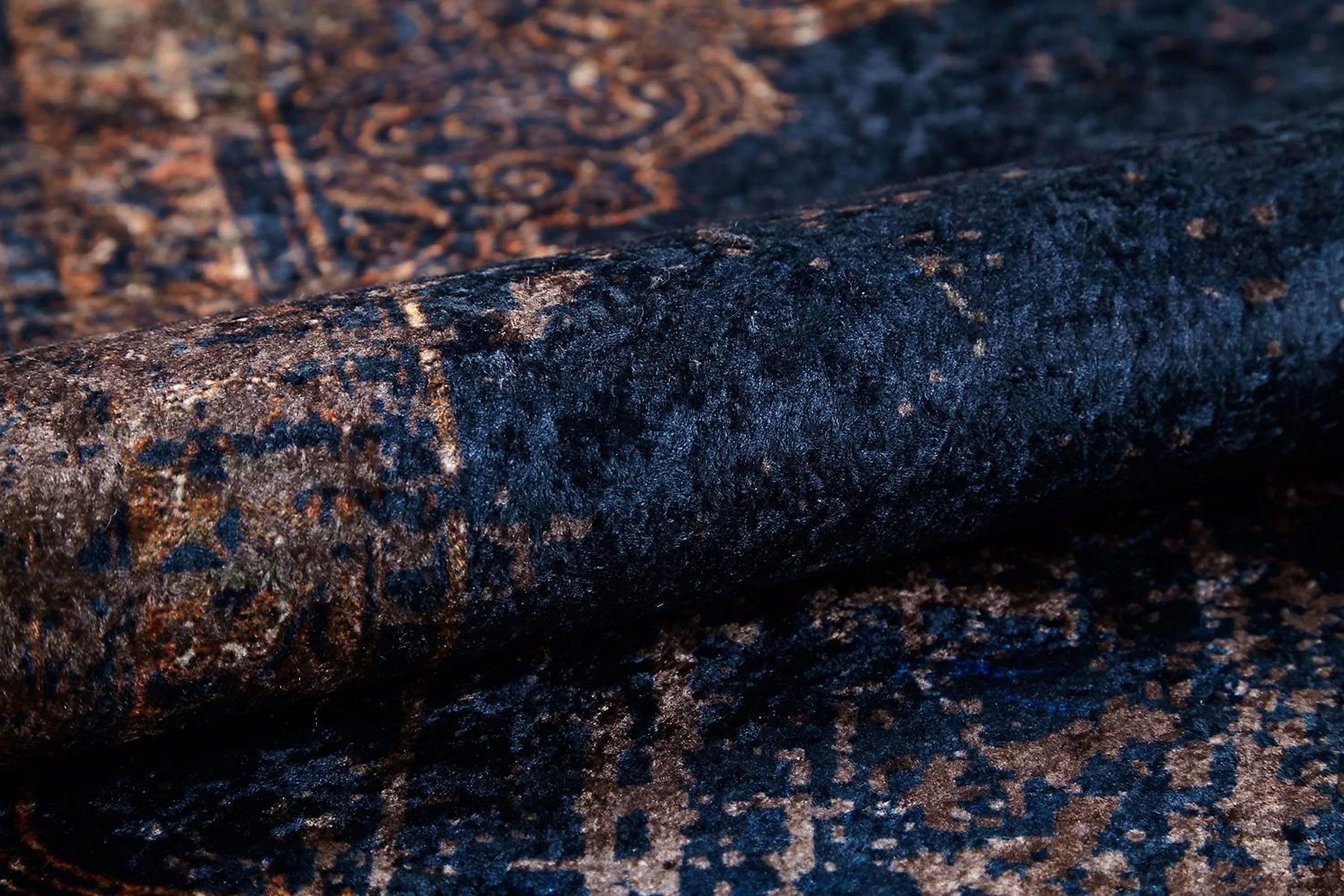 Lacivert Krem Bej Geometrik Desenli Kilim Halı-Pera Halı