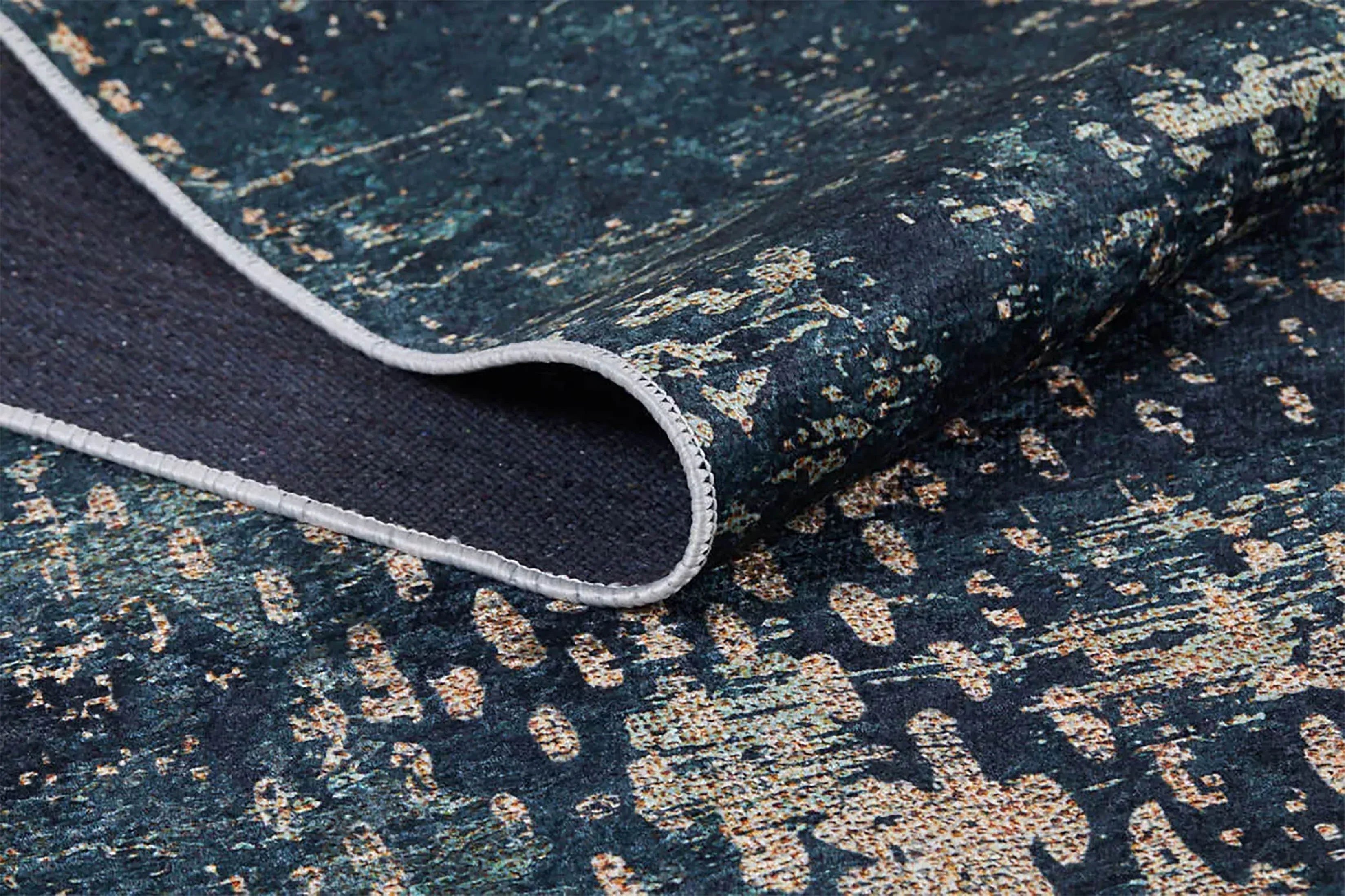 Lacivert Siyah Soyut Desen Modern Halı-Pera Halı