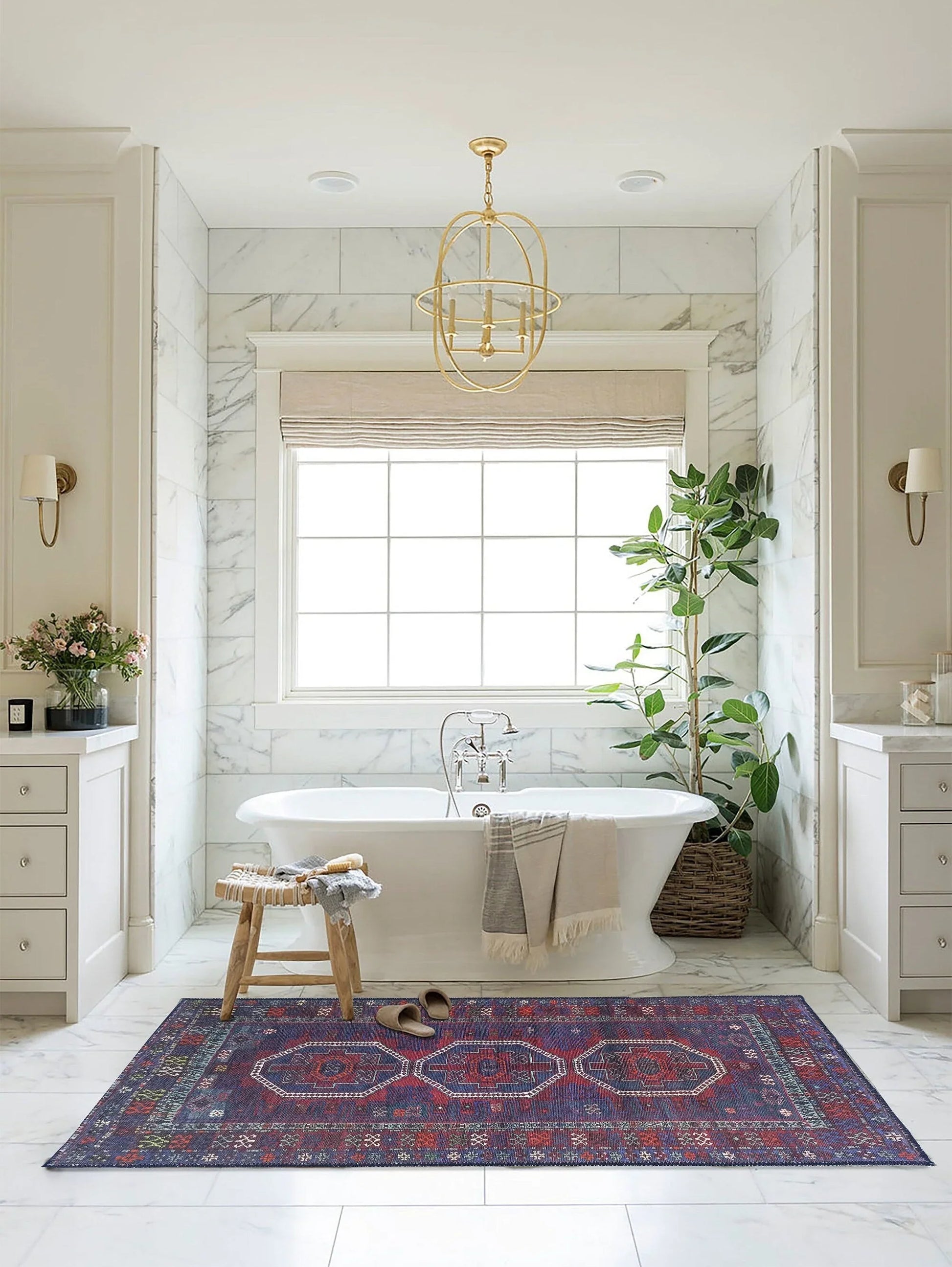 Lacivert ve Kırmızı Tonlu Vintage Halı-Pera Halı