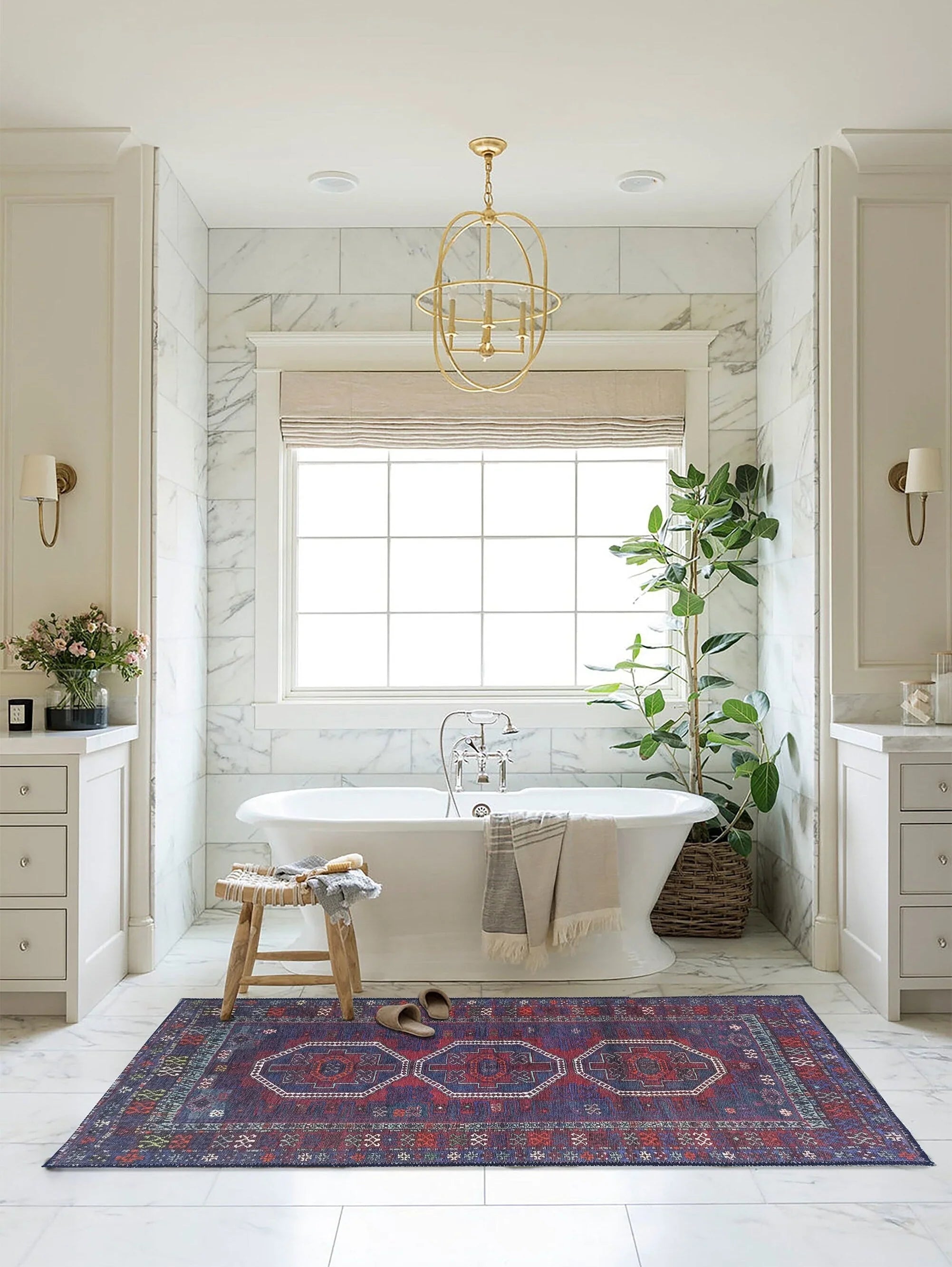 Lacivert ve Kırmızı Tonlu Vintage Halı-Pera Halı