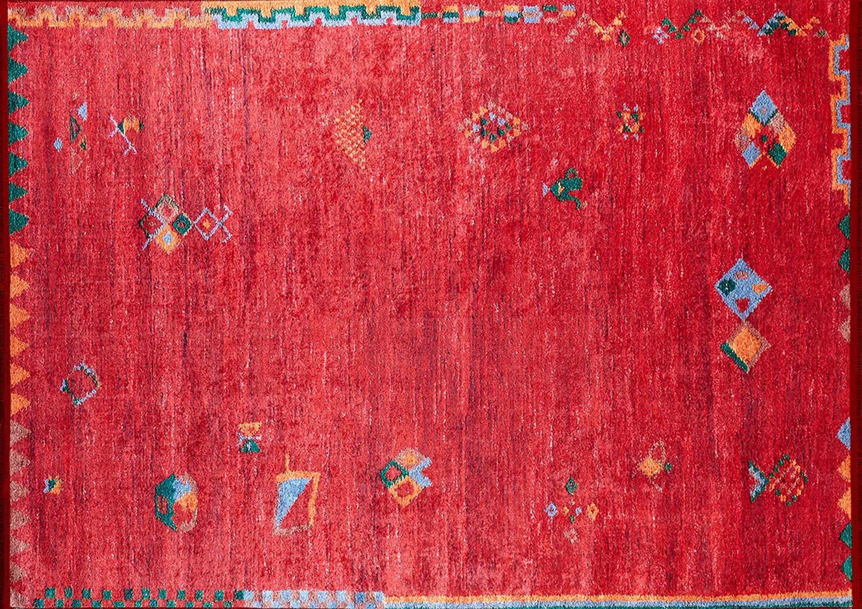 Kiremit Kırmızı Geometrik Desenli Uşak Kilim Halı - Pera Halı