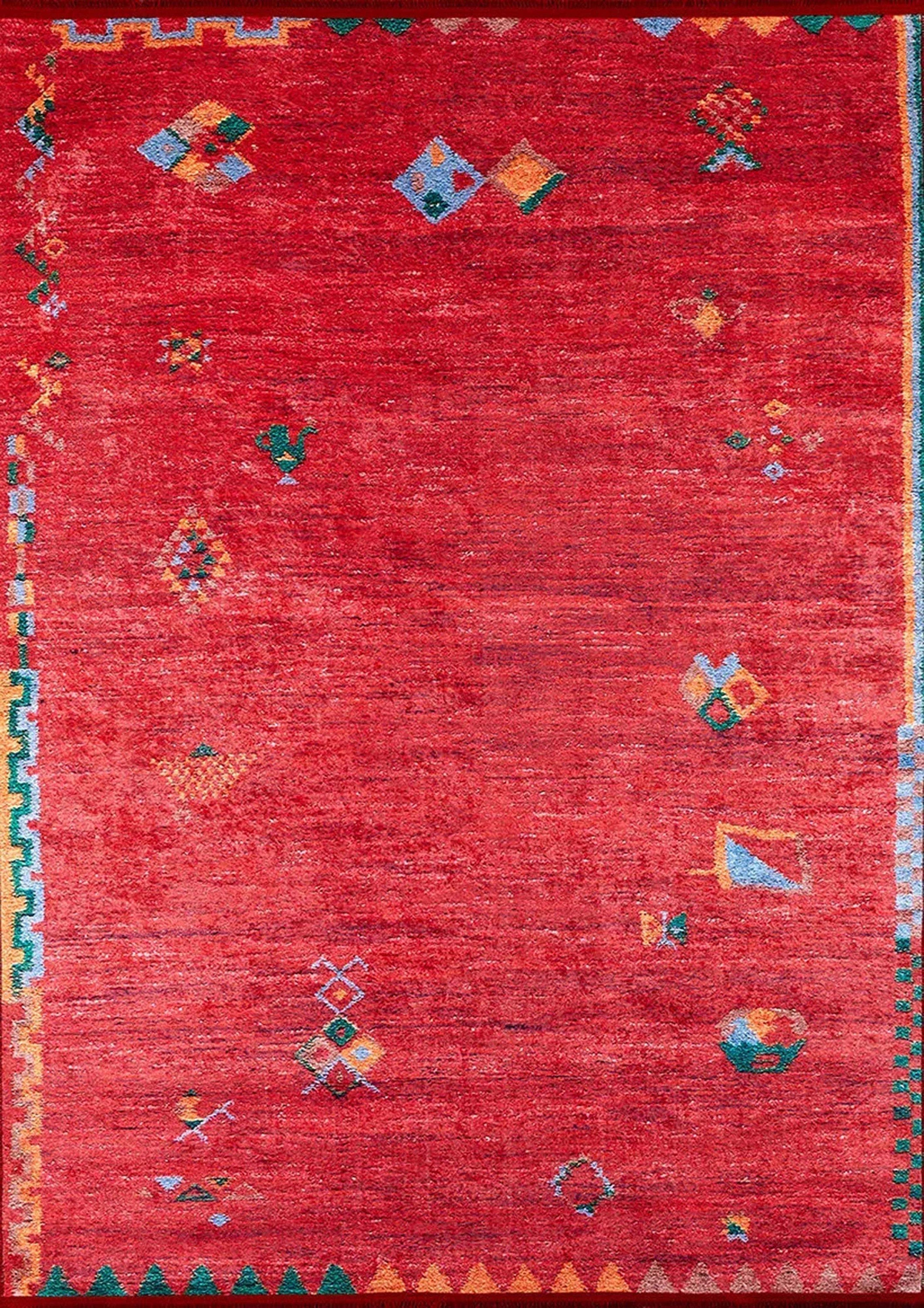 Kiremit Kırmızı Geometrik Desenli Uşak Kilim Halı - Pera Halı