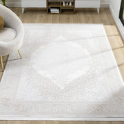 Lüks Krem Beyaz Medallion Halı-Pera Halı