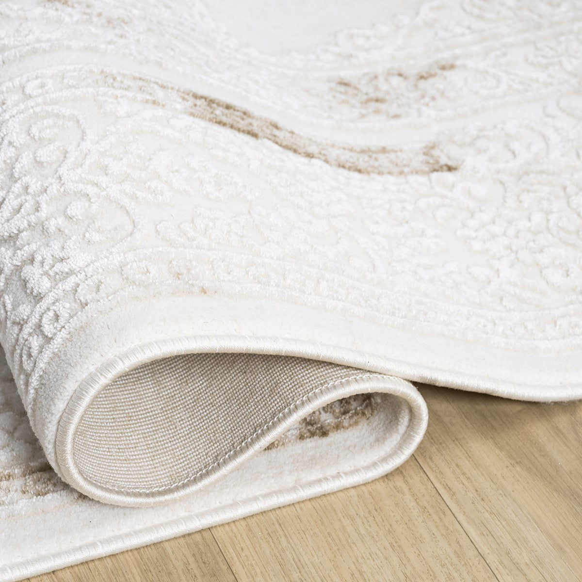 Lüks Krem Kahve Medallion Desenli Halı-Pera Halı