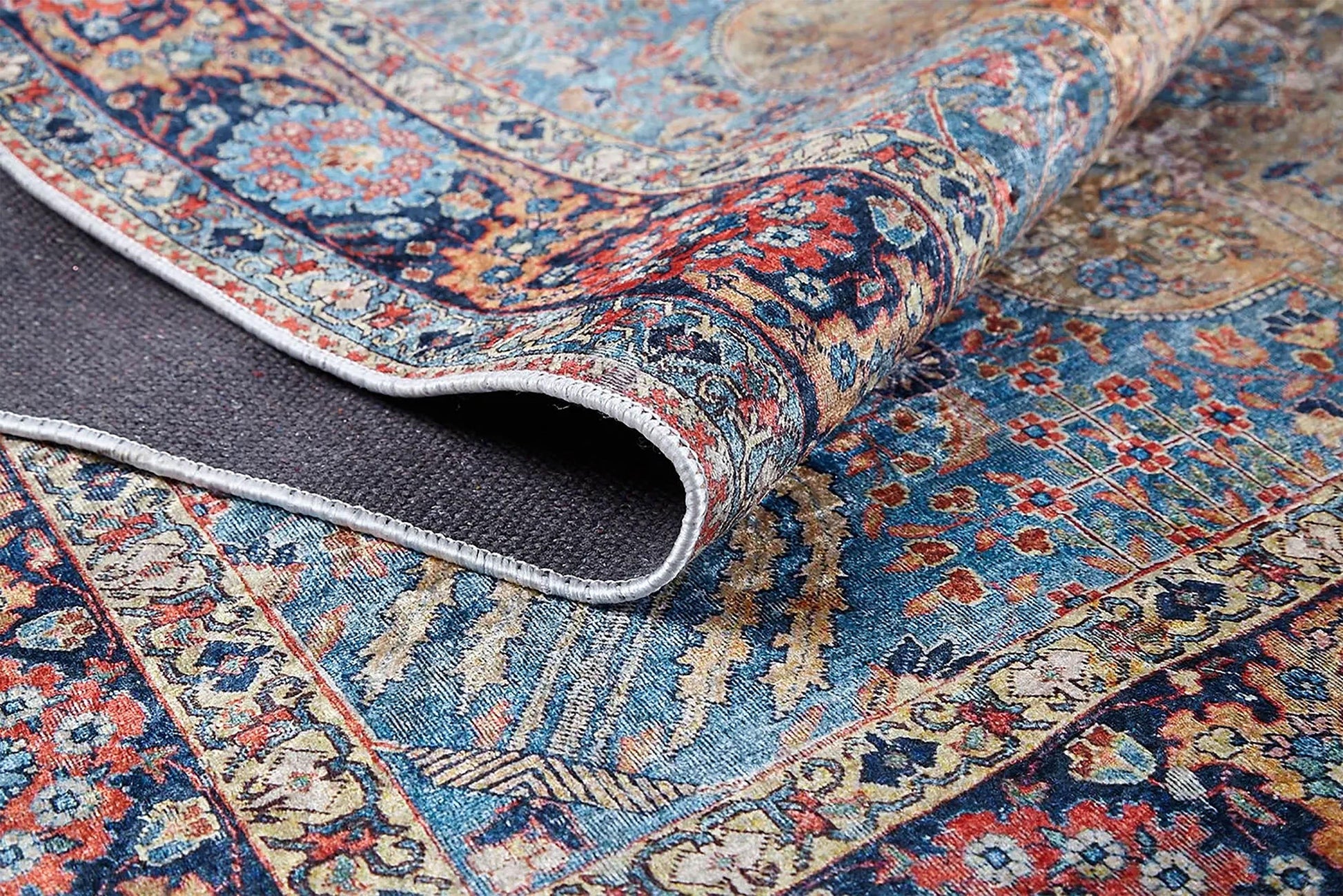 Madalyon Desenli Kırmızı Turuncu Geleneksel Halı-Pera Halı