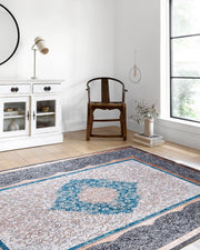 Madalyon Gri Mavi Bej Halı-Pera Halı