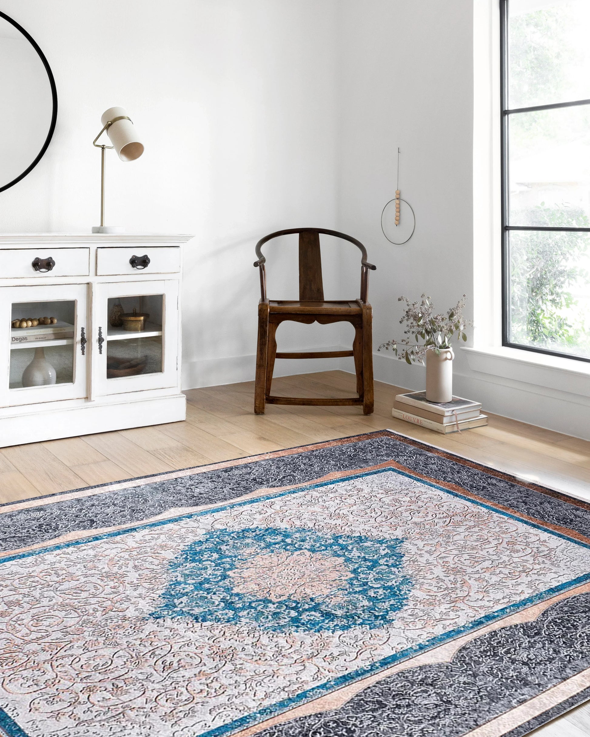 Madalyon Gri Mavi Bej Halı-Pera Halı