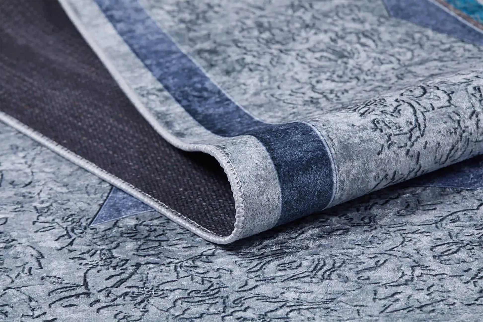 Madalyon Gri Mavi Halı-Pera Halı