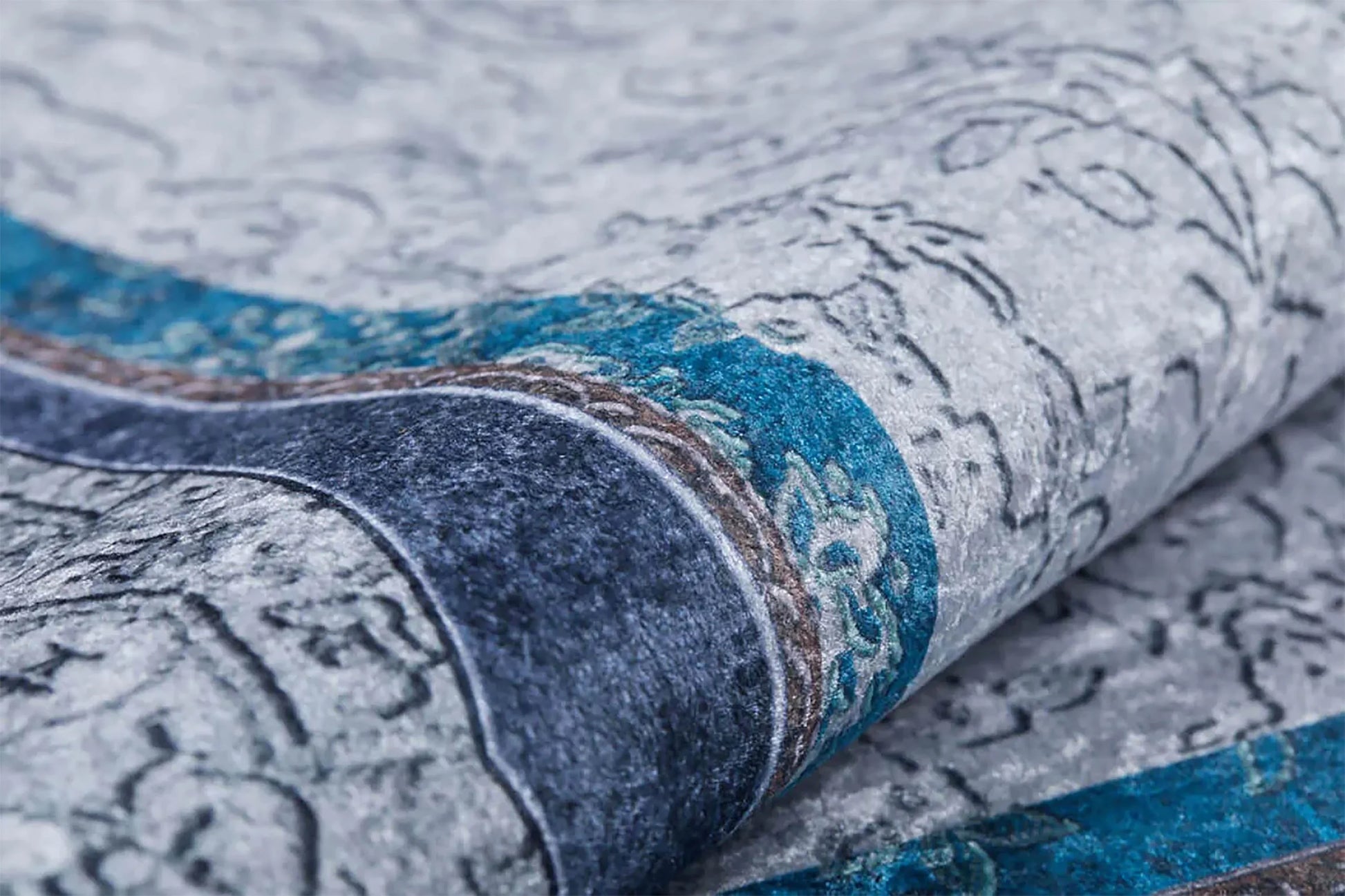 Madalyon Gri Mavi Halı-Pera Halı