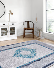 Madalyon Gri Mavi Halı-Pera Halı