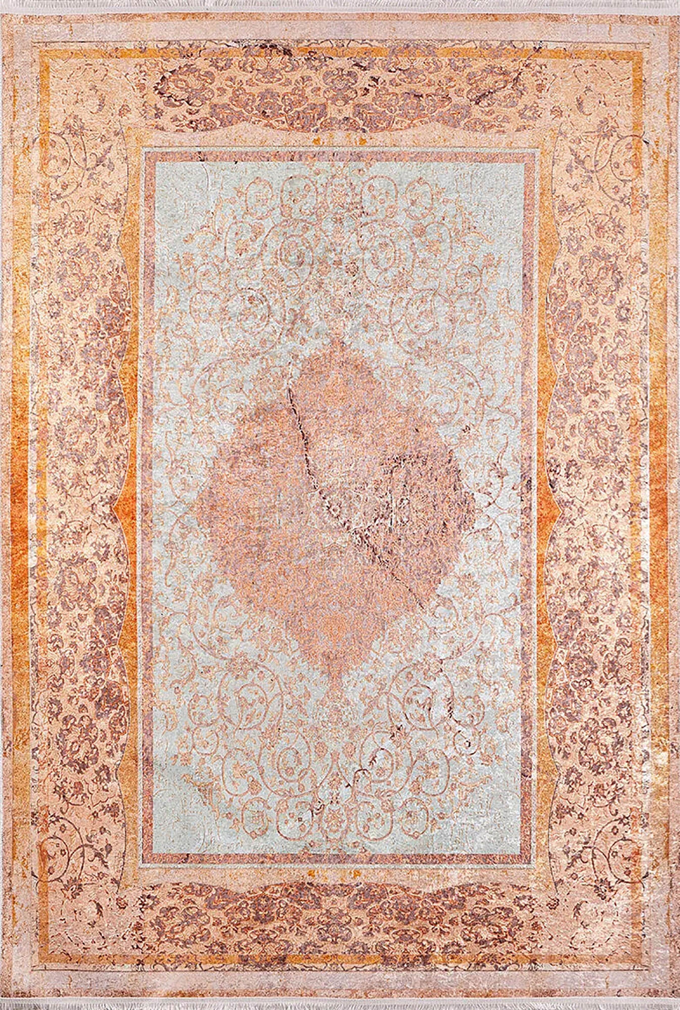 Madalyon Turuncu Krem Halı-Pera Halı