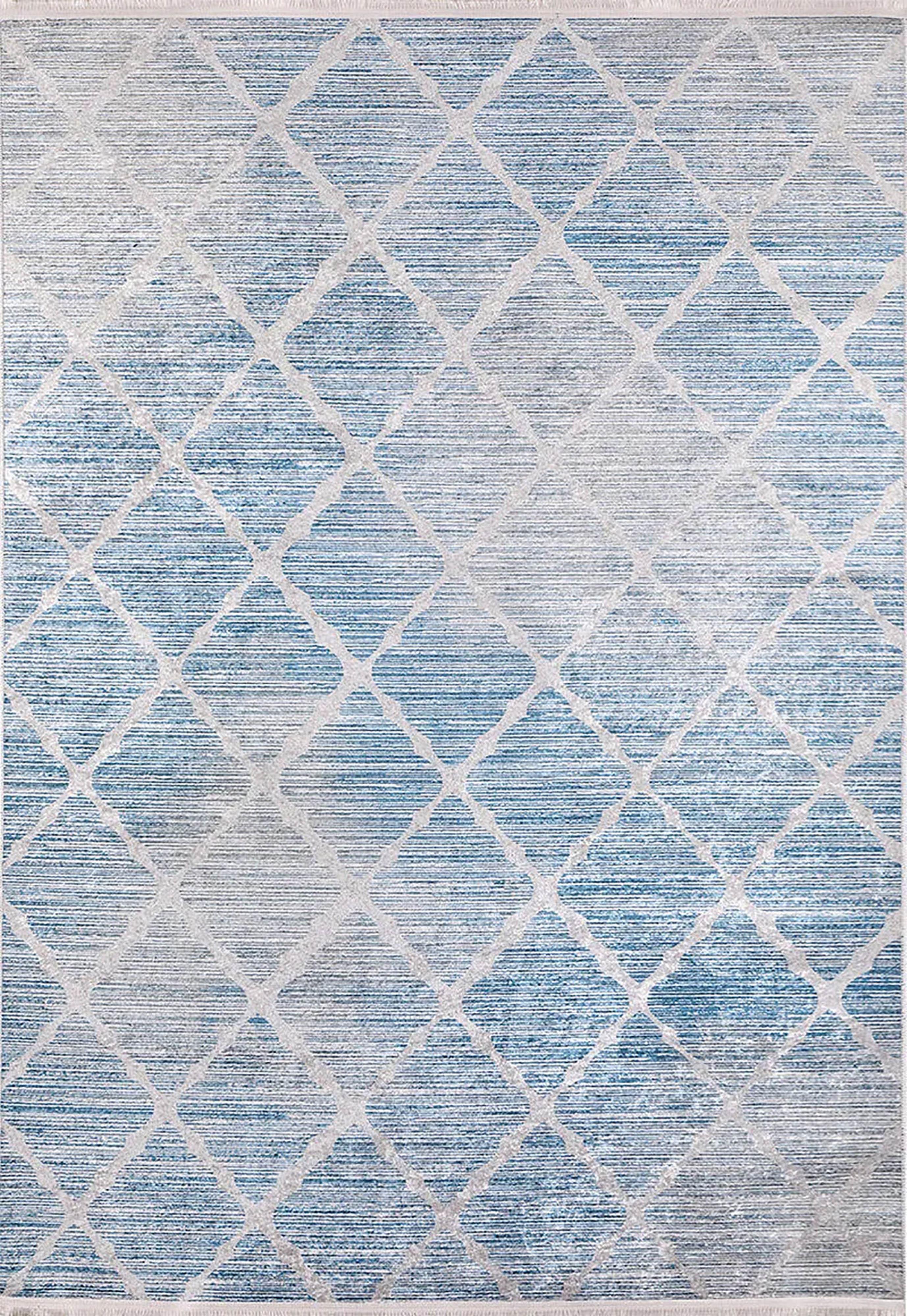 Mavi Geometrik Desenli Modern Halı-Pera Halı