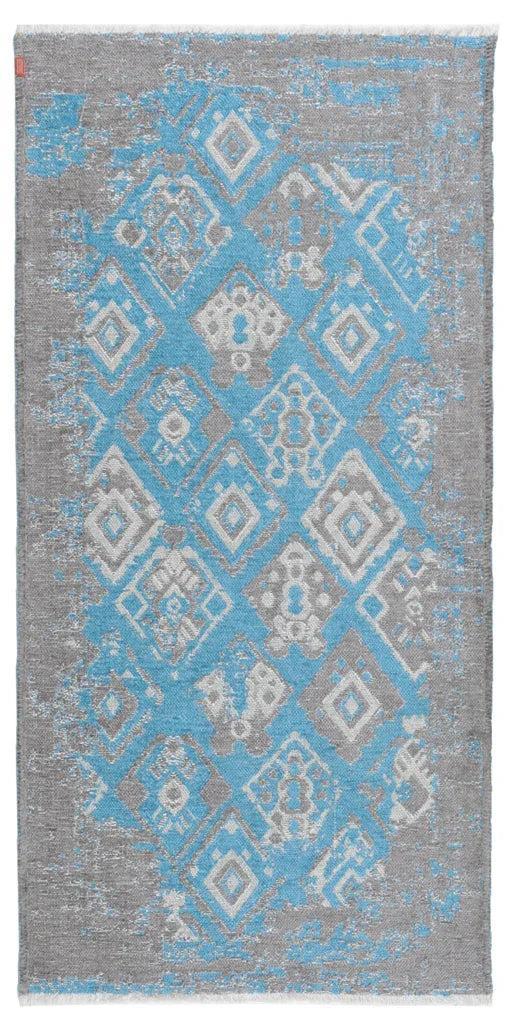 Mavi Gri Çift Taraflı Modern Vintage Yıkanabilir Antibakteriyel Halı-Pera Halı