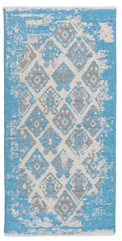 Mavi Gri Çift Taraflı Modern Vintage Yıkanabilir Antibakteriyel Halı-Pera Halı