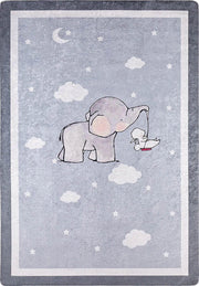 Mavi Gri Fil Çocuk Halısı-Pera Halı