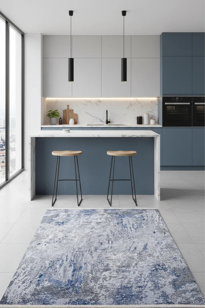 Mavi Gri Modern Halı-Pera Halı