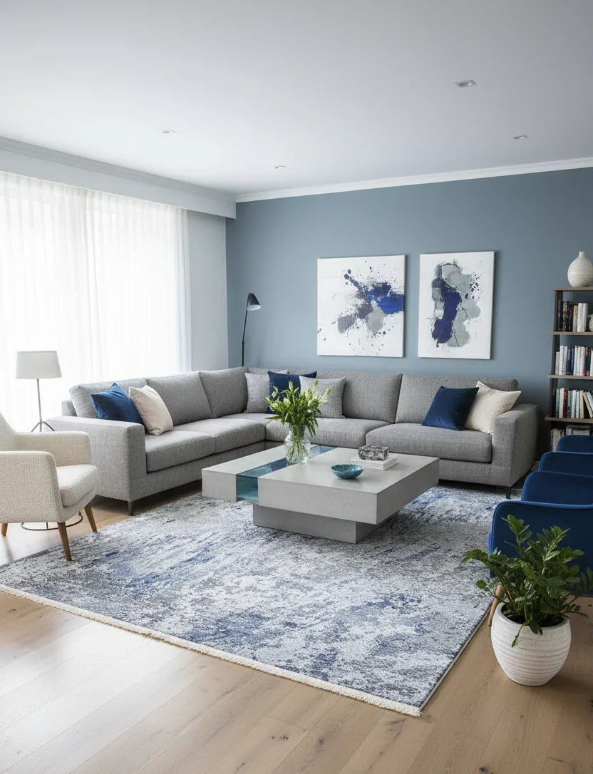 Mavi Gri Modern Halı-Pera Halı