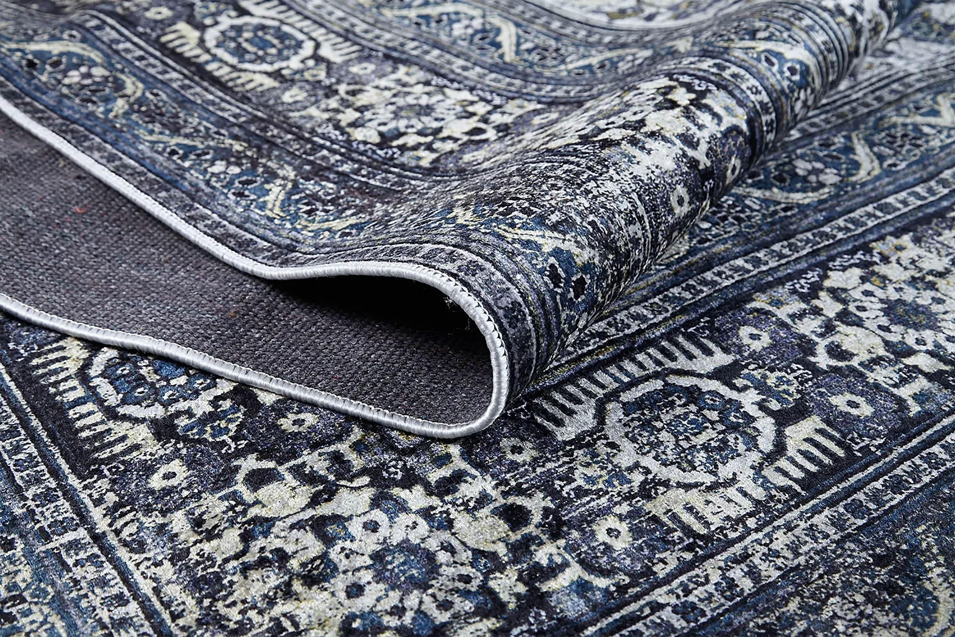 Mavi Madalyon Geometrik Halı-Pera Halı