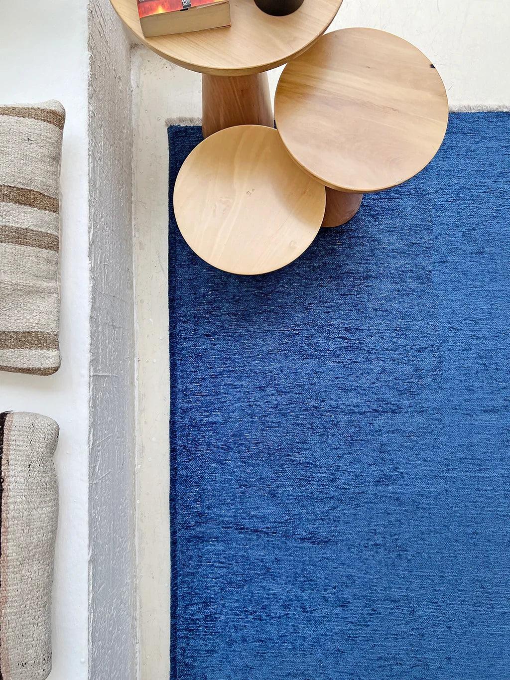 Mavi Modern Düz Yıkanabilir Antibakteriyel Halı-Pera Halı