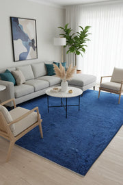 Mavi Modern Düz Yıkanabilir Antibakteriyel Halı-Pera Halı