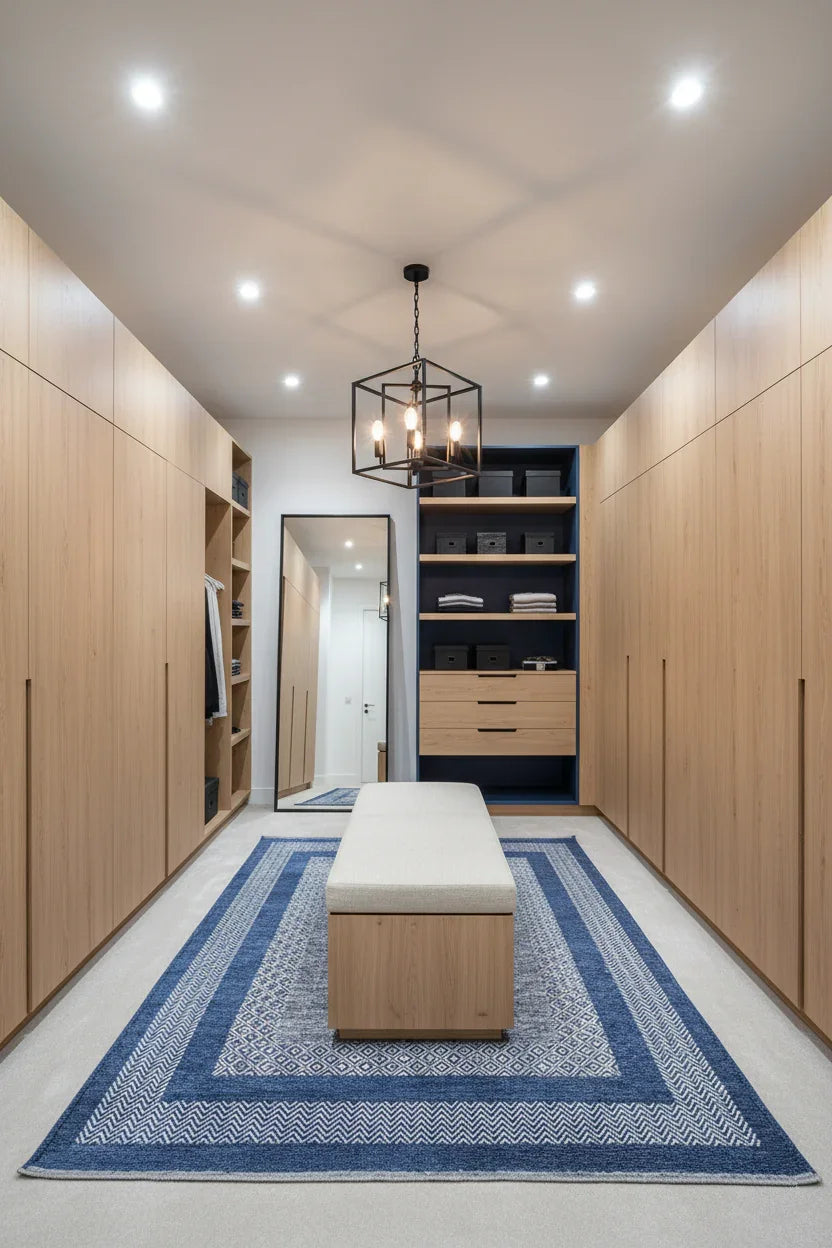 Mavi Modern Yıkanabilir Antibakteriyel Salon Halısı-Pera Halı