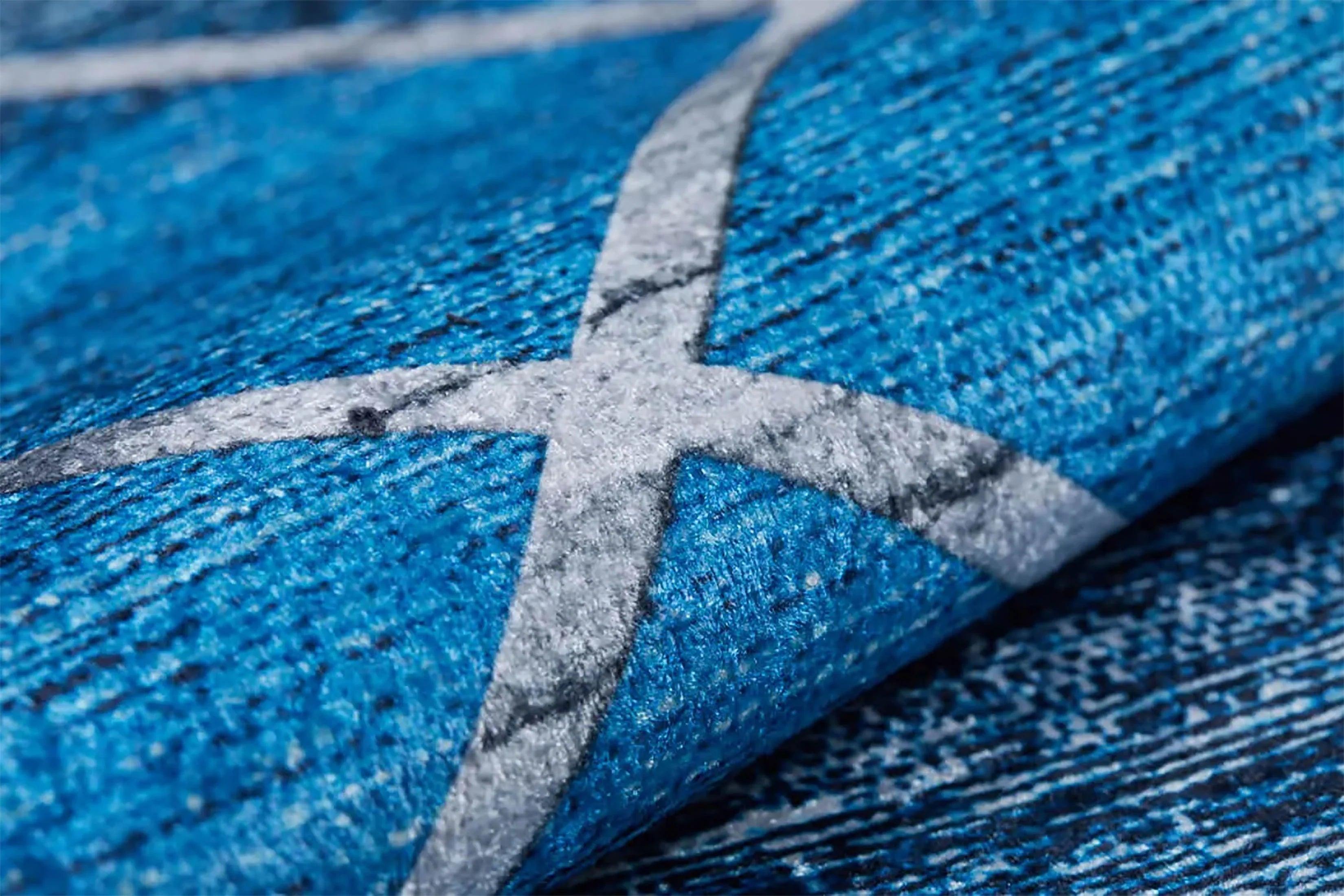 Mavi Turkuaz Baklava Desen Modern Halı-Pera Halı