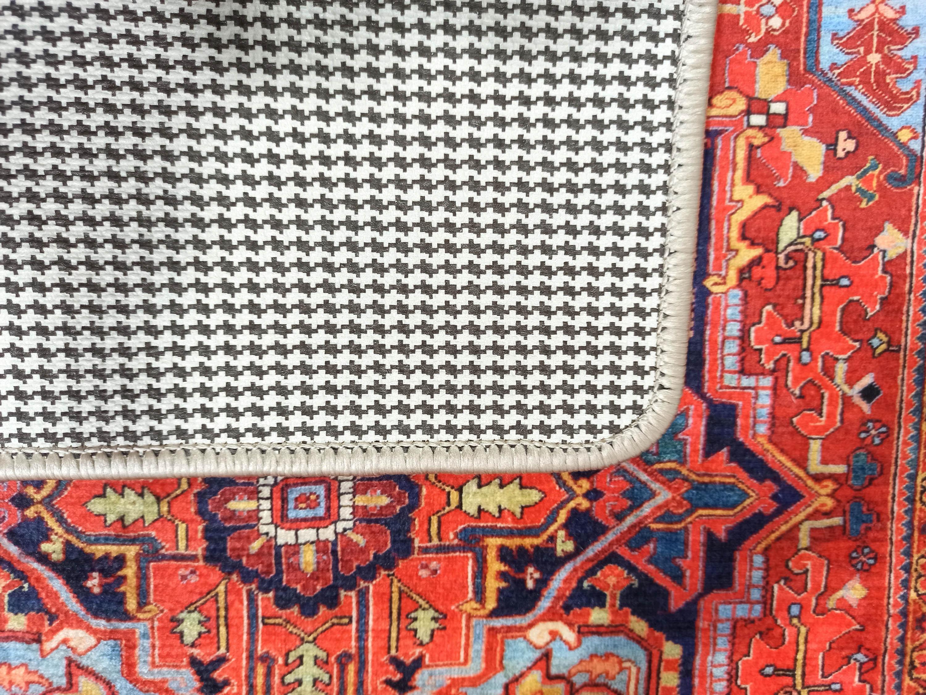 Mercan Kırmızı ve Mavi Renkli Vintage Halısı-Pera Halı