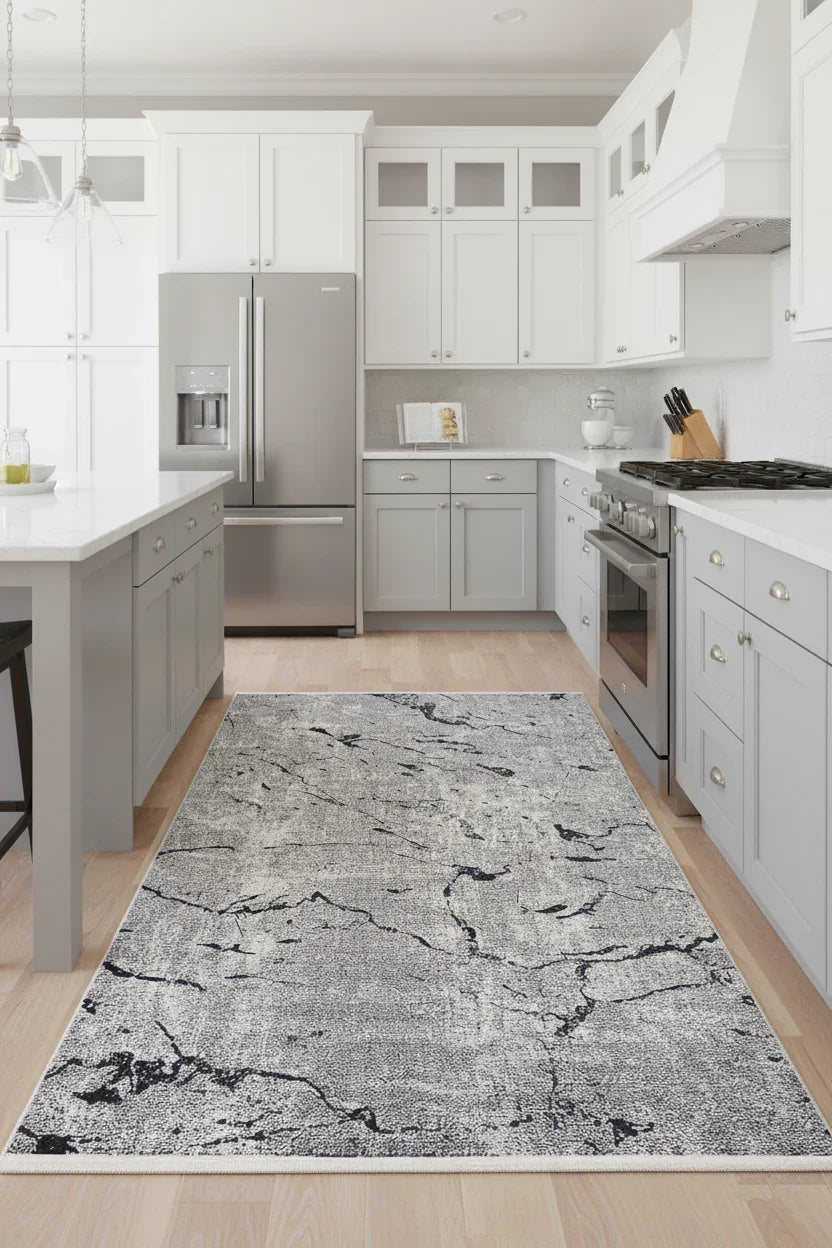 Mermer Desenli Gri Halı-Pera Halı