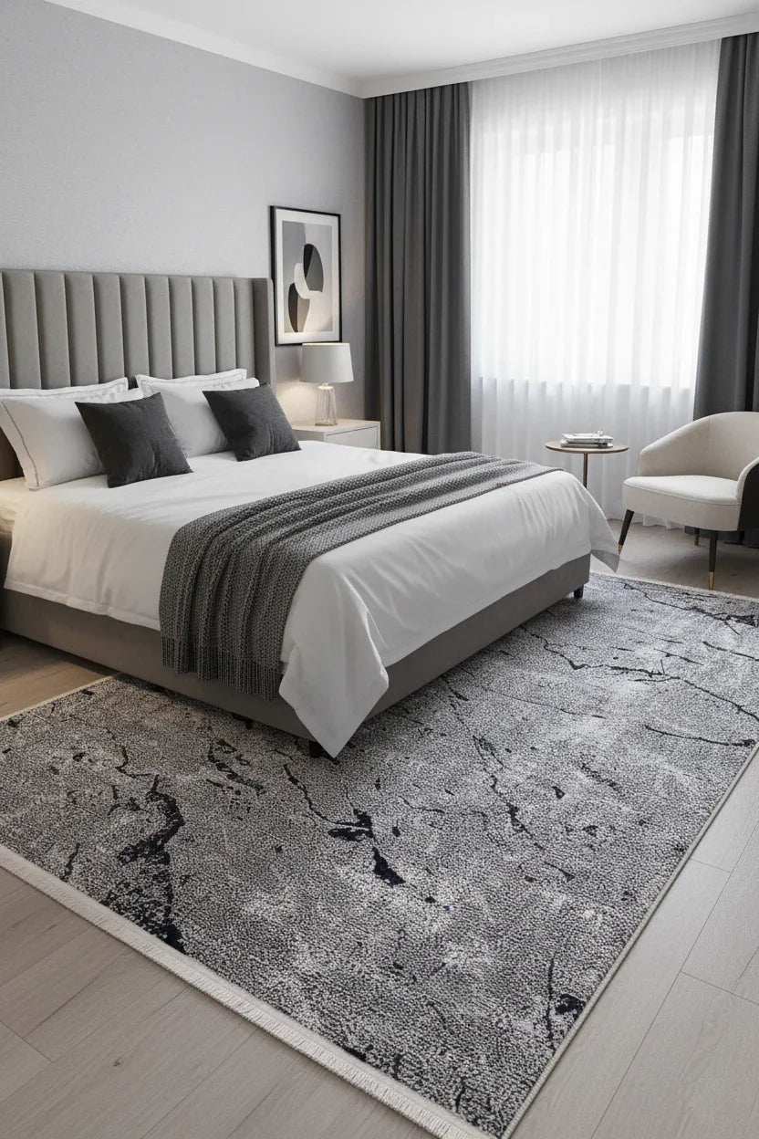 Mermer Desenli Gri Halı-Pera Halı