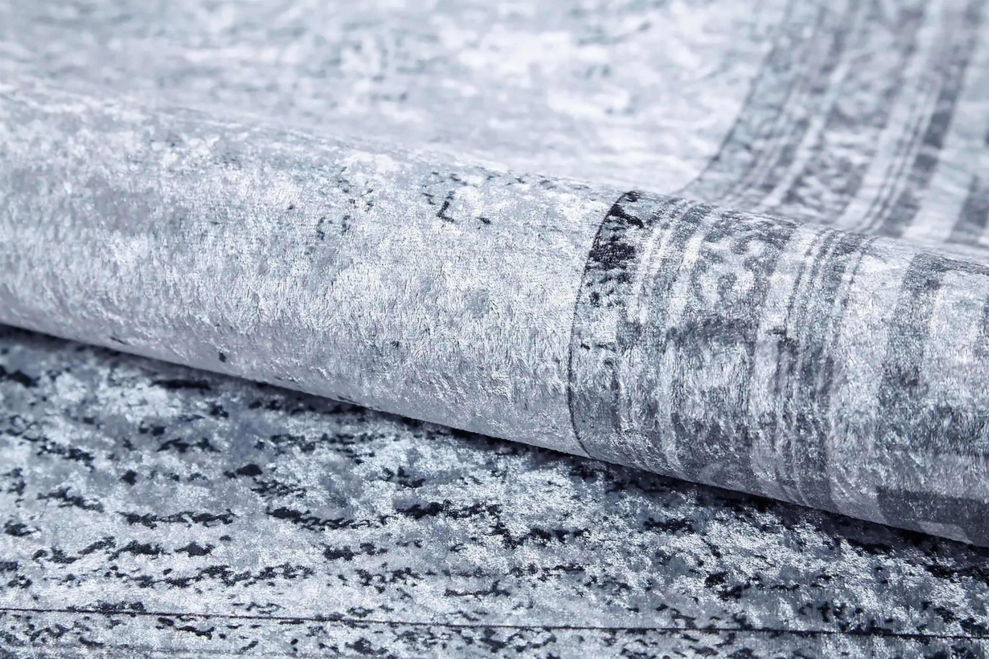 Mermer Desenli Gri Kenarlı Halı-Pera Halı